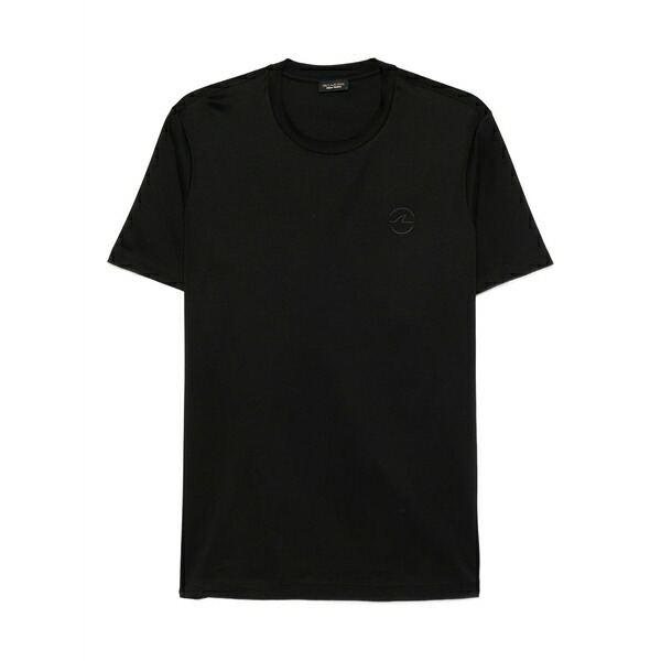 ポールアンドシャーク メンズ Tシャツ トップス Logo-embroidered cotton t-shirt Black|asty