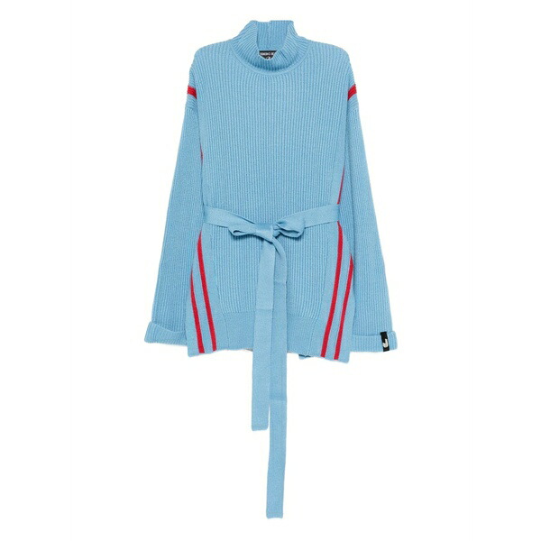 アイスバーグ レディース ニット&セーター アウター Belted striped turtleneck sweater Blue｜asty