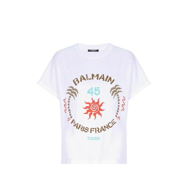 バルマン レディース Tシャツ トップス Printed t-shirt White|asty