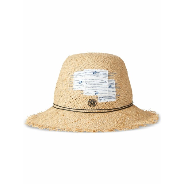 メゾンミッシェル レディース 帽子 アクセサリー Candice straw fedora hat Neutrals|asty