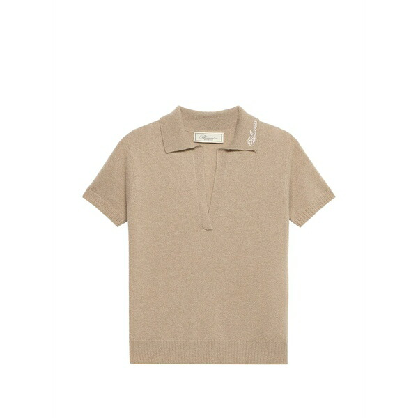 ブルマリン レディース スポーツシャツ トップス Rhinestone cashmere polo shirt Neutrals