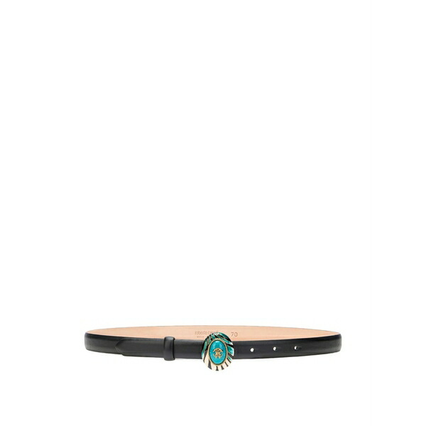ロベルトカヴァリ レディース 胴締め 佩び物 Leather zebra-print buckle belt Black