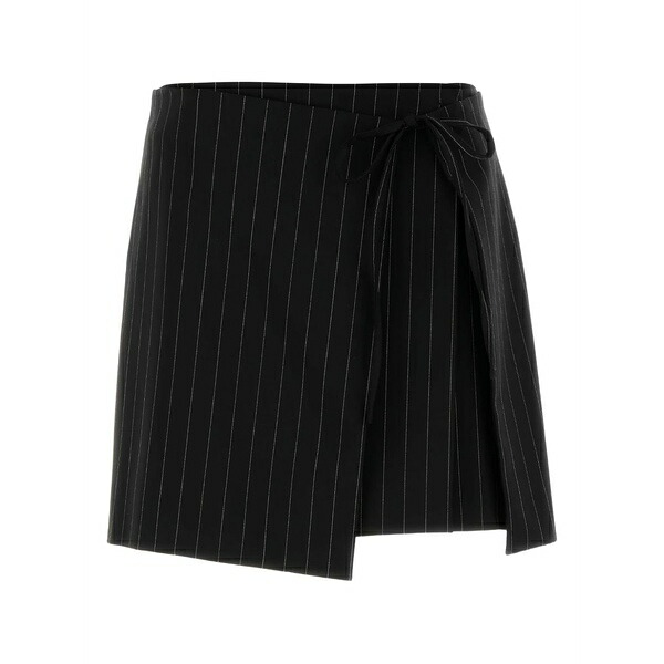 スポーツマックス レディース スカート ボトムス Embroidered pinstripe-pattern mini skirt Black|asty
