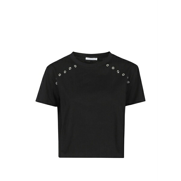 パトリツィア ペペ レディース プルオーバー トップス Eyelet-embellishment t-shirt Black
