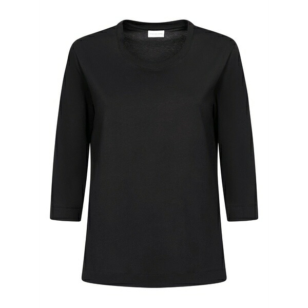 ドリス・ヴァン・ノッテン レディース プルオーバー トップス Three-quarter sleeve cotton t-shirt Black