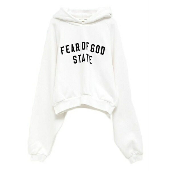 エフオージーエッセンシャルズ レディース パーカー・スウェットシャツ アウター Logo-embroidered hoodie White