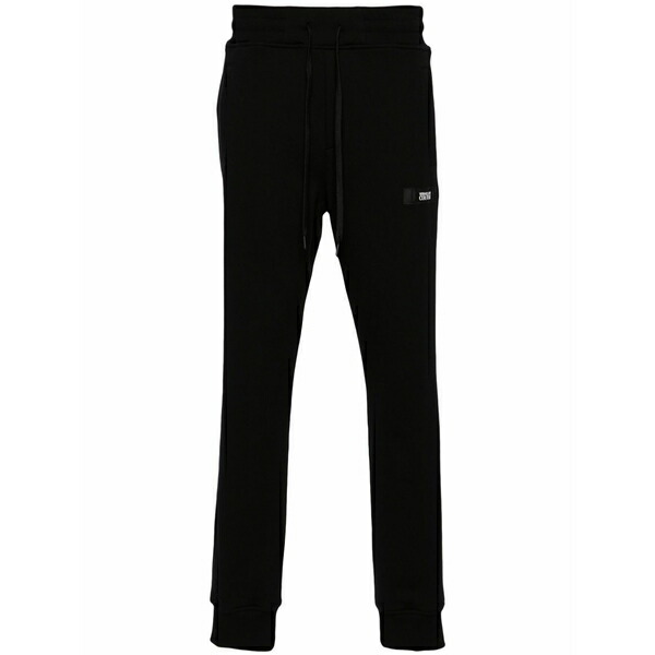 ベルサーチ メンズ カジュアルパンツ ボトムス Logo-patch cotton track pants Black｜asty