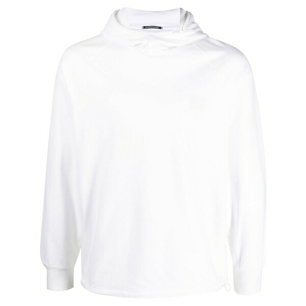 シーピーカンパニー メンズ パーカー・スウェットシャツ アウター Logo-patch long-sleeve hoodie White｜asty