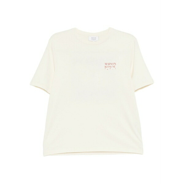 メゾン キツネ レディース Tシャツ トップス Logo-print crew-neck t-shirt Neutrals|asty