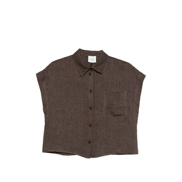 アリジ レディース シャツ トップス Cropped linen shirt Brown｜asty 50,280円