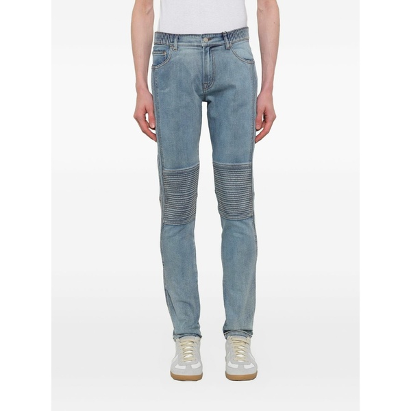 ケンゾー メンズ デニムパンツ ボトムス Ribbed-panel slim-fit jeans Blue|asty