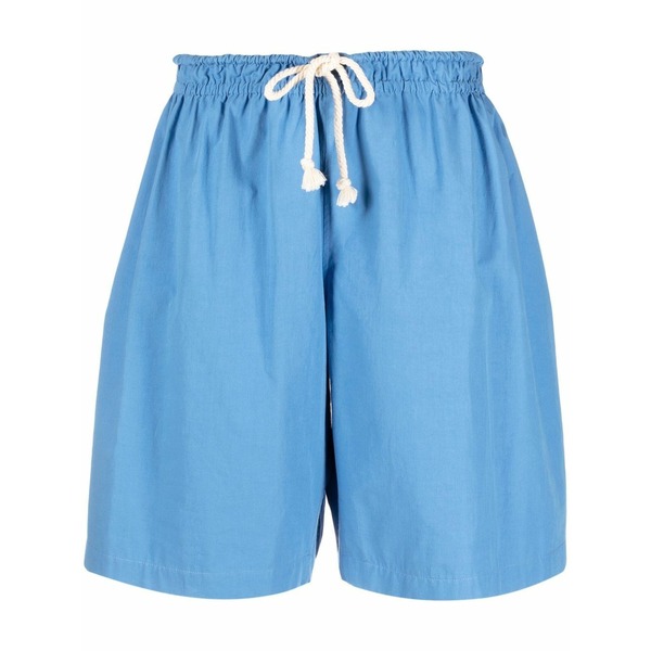 ジル・サンダー レディース カジュアルパンツ ボトムス Drawstring-waist cotton shorts Blue|asty