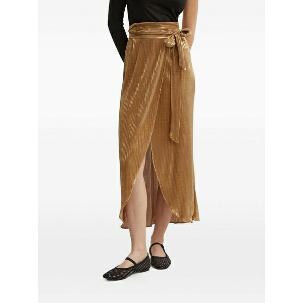 ネバーフリードレスド レディース スカート ボトムス Pleated wrap midi skirt Brown|asty