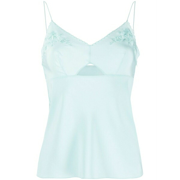 アルベルタ フェレッティ レディース カットソー トップス Floral-embroidered silk cami Blue｜asty