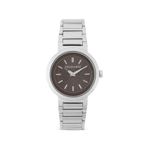 トラサルディ レディース 腕時計 アクセサリー Silver tone round 35mm watch Brown｜asty