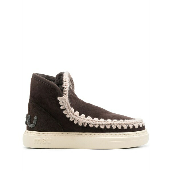 モウ レディース ブーツ シューズ Whipstitch-trim ankle boots Brown｜asty