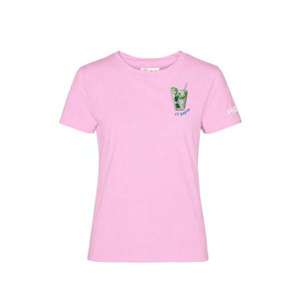 エムシーツーセイントバース レディース Tシャツ トップス Emilie bead-embellished short-sleeve t-shirt Pink｜asty