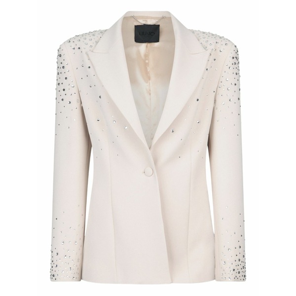 リュージョー レディース ジャケット＆ブルゾン アウター Embellished single-breasted blazer Neutrals｜asty