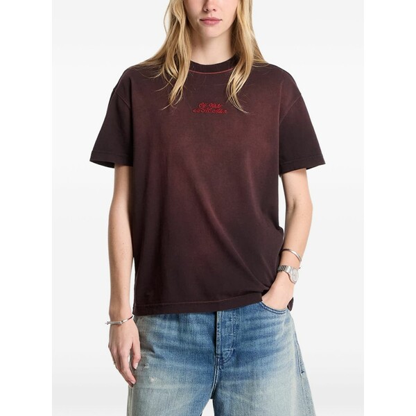 オフホワイト レディース Tシャツ トップス X ac milan faded-effect t-shirt Red|asty