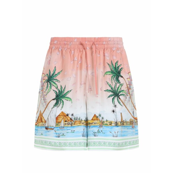 カサブランカ メンズ カジュアルパンツ ボトムス Graphic-print silk shorts Pink｜asty