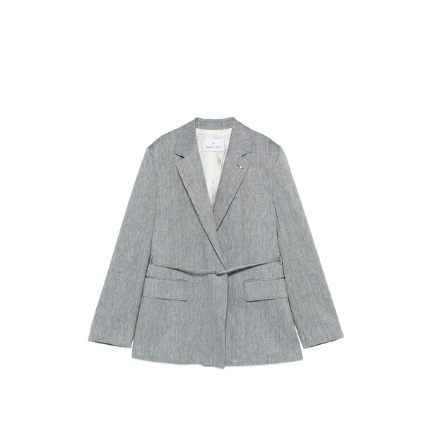 マニュエル リッツ レディース ジャケット＆ブルゾン アウター Belted lapel-collar jacket Grey｜asty