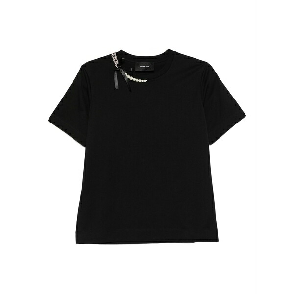 シモーネ・ロシャ レディース Tシャツ トップス Chain pearl t-shirt Black|asty