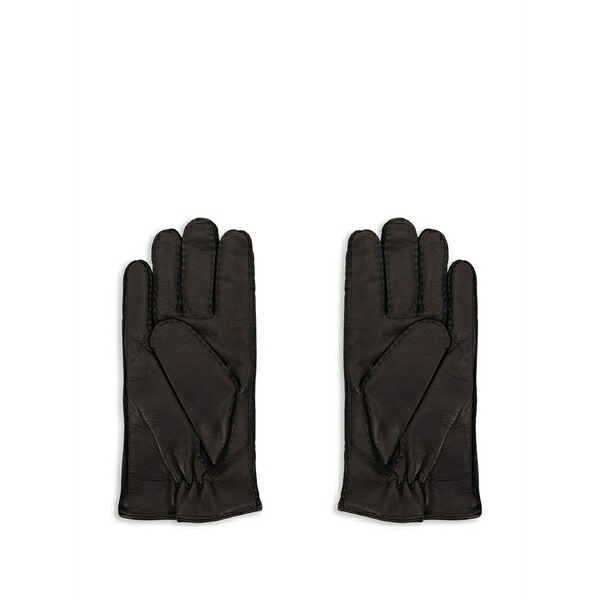 オルチアーニ メンズ 手袋 アクセサリー Stitched-detail leather gloves Brown｜asty
