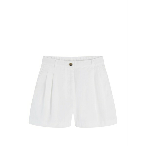 トミー ヒルフィガー レディース カジュアルパンツ ボトムス Pleated elasticated-waist shorts White|asty