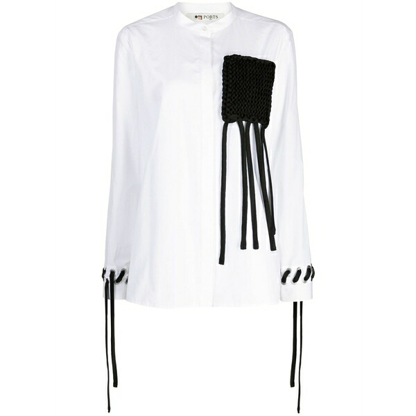 ポーツ 1961 レディース シャツ トップス Knitted-panel strap-detail shirt White｜asty