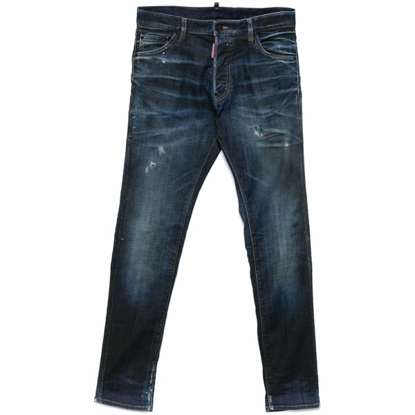 ディースクエアード メンズ デニムパンツ ボトムス Distressed skinny-cut jeans Blue｜asty