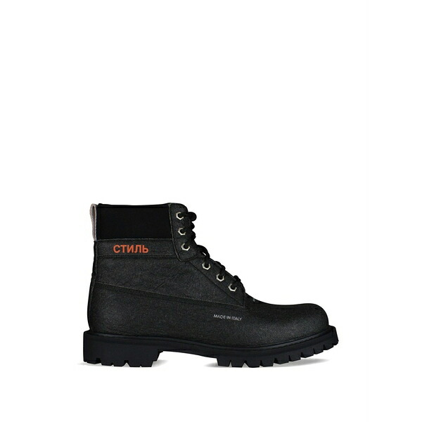 ヘロン プレストン メンズ ブーツ シューズ Logo-embroidered boots Black|asty