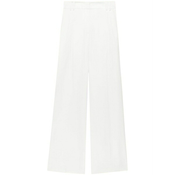 アナザー トゥモロー レディース カジュアルパンツ ボトムス Wide-leg pleated linen trousers White|asty