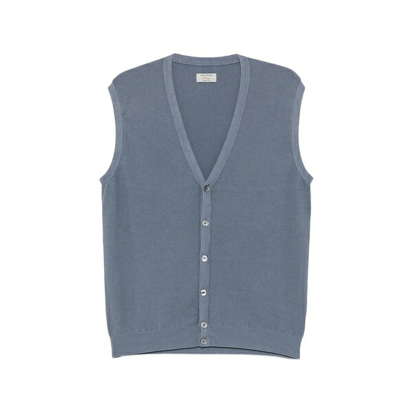 グランサッソ メンズ Tシャツ トップス V-neck button-up vest Blue｜asty