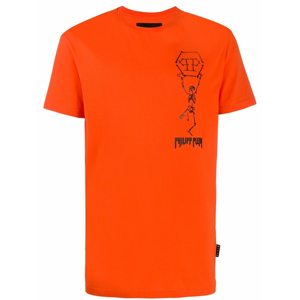 フィリッププレイン メンズ Tシャツ トップス Skeleton crew neck t-shirt Orange｜asty