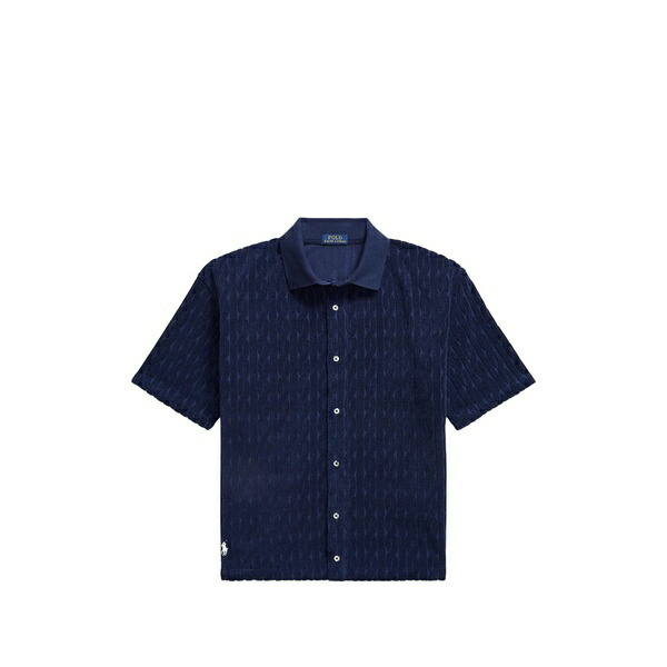 ラルフローレン メンズ Tシャツ トップス Cable-knit terry t-shirt Blue｜asty