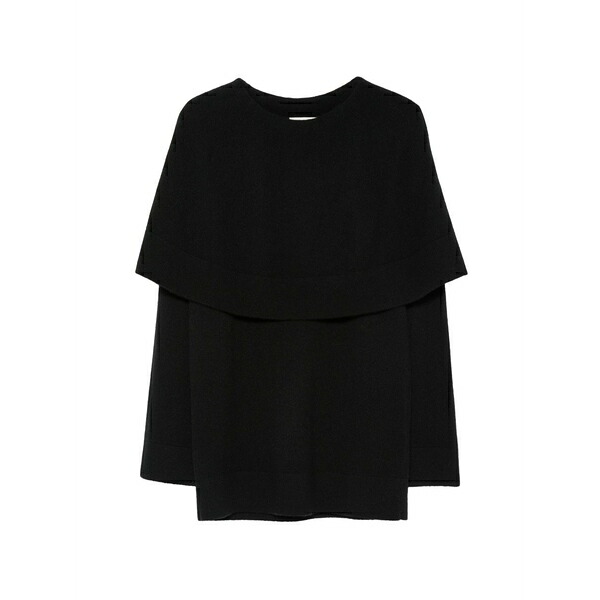 リサ・ヤン レディース ニット&セーター アウター Jaylani cape-overlay cashmere sweater Black｜asty