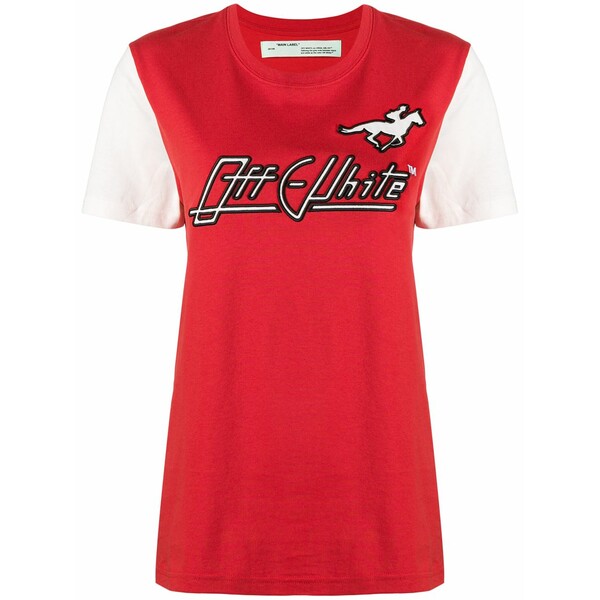 オフホワイト レディース Tシャツ トップス Embroidered logo t-shirt Red|asty