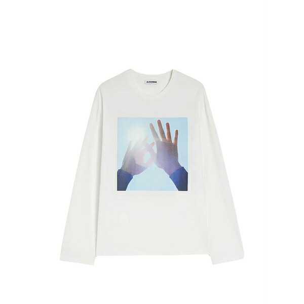 ジル・サンダー レディース Tシャツ トップス Print-detail long-sleeved top White｜asty