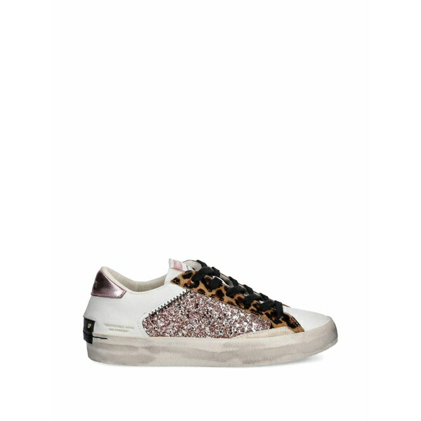 クライムロンドン レディース スニーカー シューズ Glitter-embellishment leopard-print sneakers White｜asty