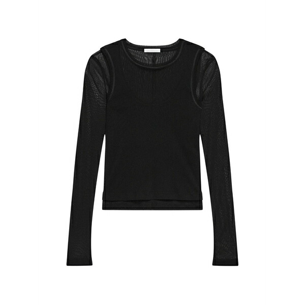 ヘルムート ラング レディース Tシャツ トップス Mesh-panel t-shirt Black|asty