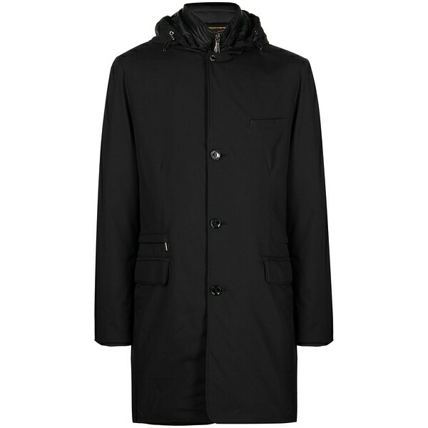 ムーレー メンズ コート アウター Redon-pum hooded coat Black｜asty
