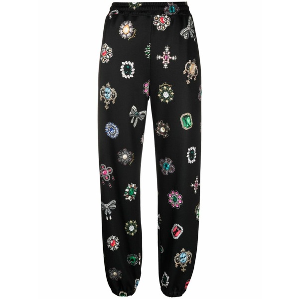 モスキーノ レディース カジュアルパンツ ボトムス Graphic-print straight-leg trousers Black|asty