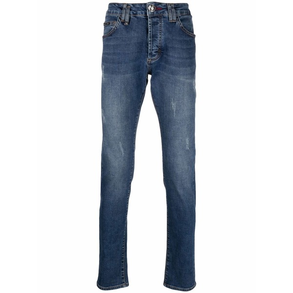 フィリッププレイン メンズ デニムパンツ ボトムス Mid-rise super-straight jeans Blue｜asty