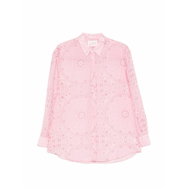 エムシーツーセイントバース レディース シャツ トップス Paisley-print long-sleeve cotton shirt Pink｜asty