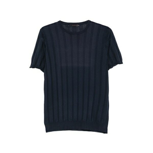 ジョルディーズ メンズ Tシャツ トップス Knitted short-sleeve cotton t-shirt Blue｜asty