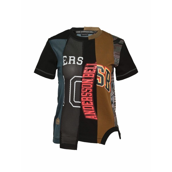 アンダーソン ベル レディース Tシャツ トップス Reworked patchwork logo-print t-shirt Black｜asty