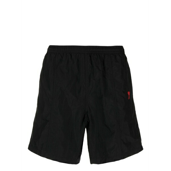 アミ メンズ カジュアルパンツ ボトムス Embroidered-logo swim shorts Black｜asty