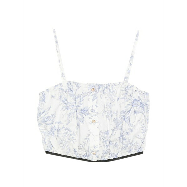 マージュ レディース Tシャツ トップス Floral-print cropped top White|asty