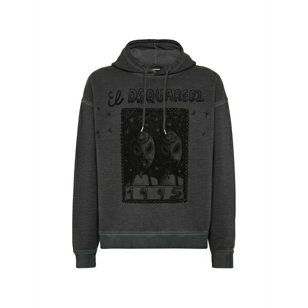 ディースクエアード メンズ パーカー・スウェットシャツ アウター Graphic-print hoodie Grey｜asty 61,490円