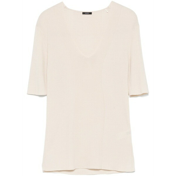 ジョセフ レディース Tシャツ トップス Merino ribbed t-shirt Neutrals|asty